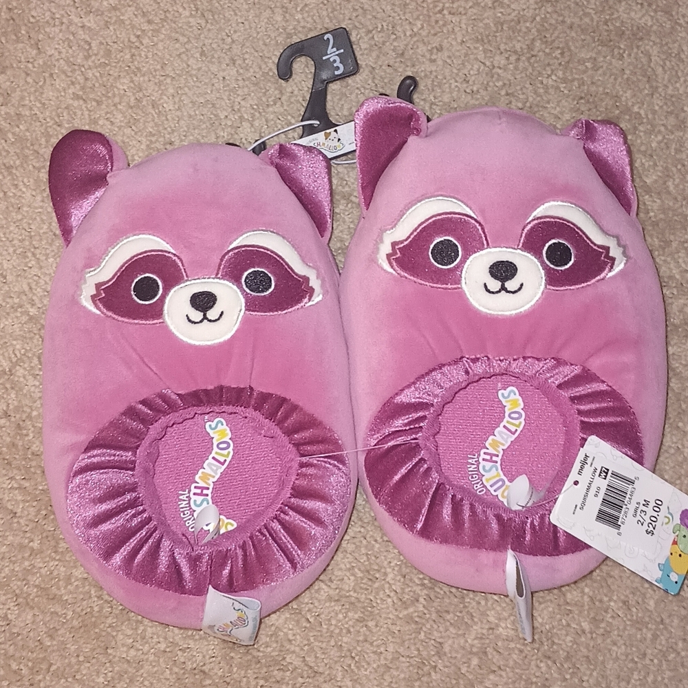 Kids Squishmallows Raccoon Pink Slippers Girls 2/3 M